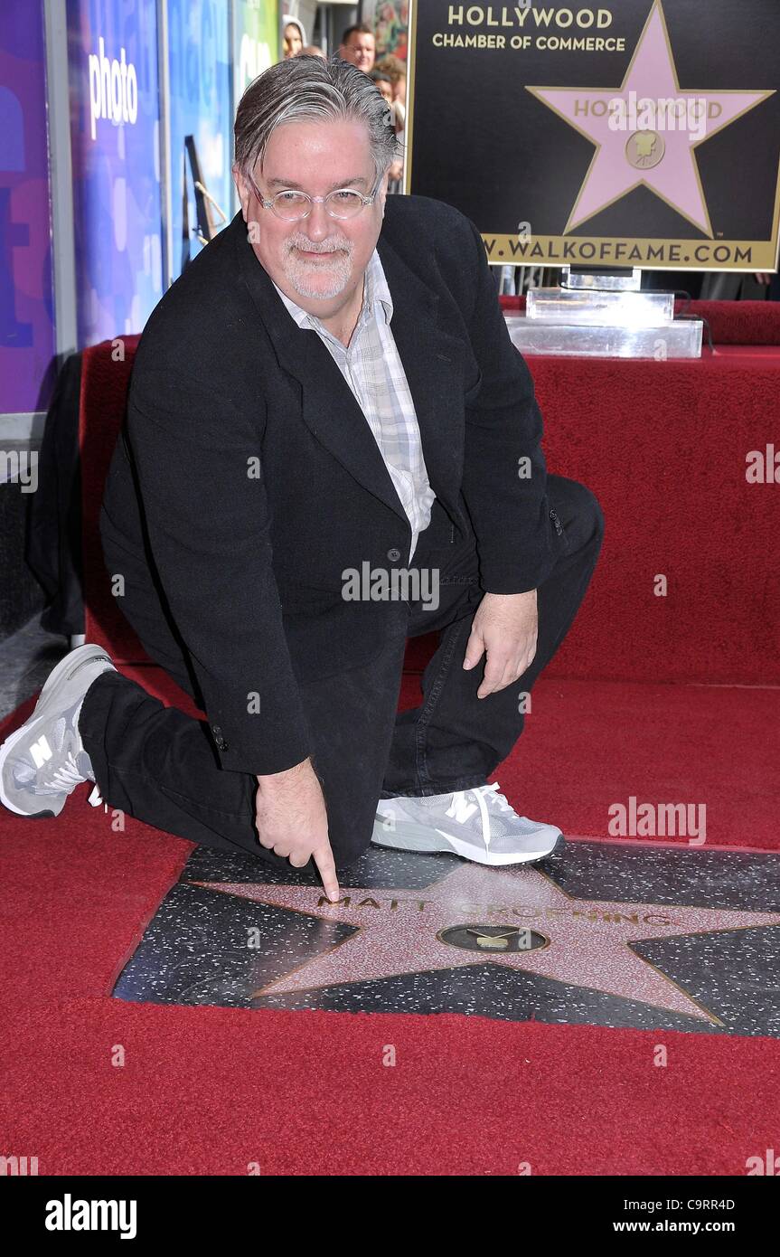 Matt Groening at the induction ceremony for Star on the Hollywood Walk of Fame for Matt Groening, Hollywood Boulevard, Los Angeles, CA February 14, 2012. Photo By: Michael Germana/Everett Collection Stock Photo