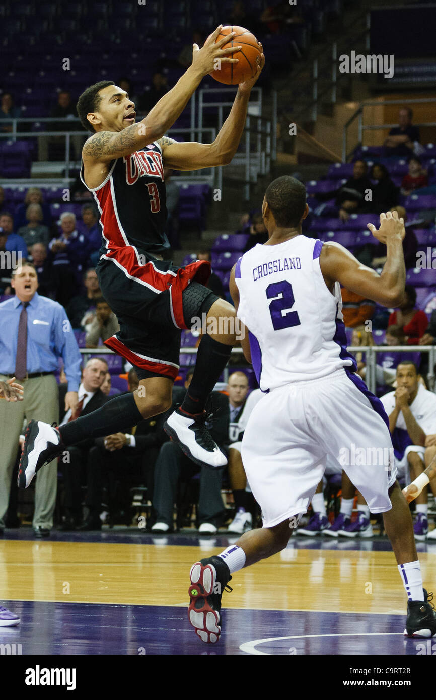 Feb. 14, 2012 - Fort Worth, Texas, US - UNLV Runnin' Rebels Guard Anthony Marshall (3) during action between the UNLV Rebels and the TCU Horned Frogs.  TCU defeats #11 UNLV 102-97 in overtime at Daniel-Meyer Coliseum. (Credit Image: © Andrew Dieb/Southcreek/ZUMAPRESS.com) Stock Photo