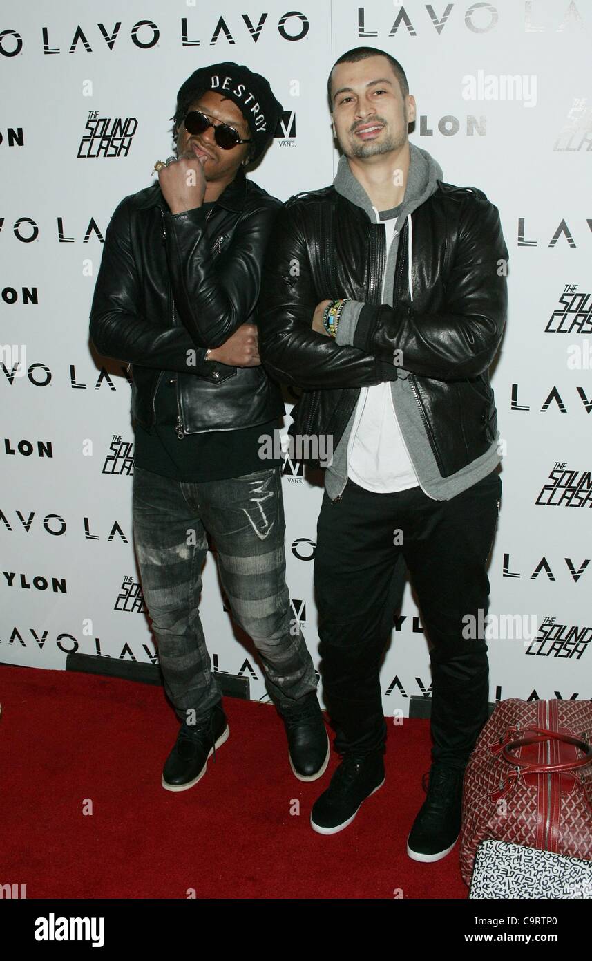 Lupe Fiasco, Sky Gellatly at arrivals for Nylon Magazine Launch Party for The Soundclash's Residency at LAVO, LAVO Restaurant and Nightclub at The Palazzo, Las Vegas, NV February 14, 2012. Photo By: James Atoa/Everett Collection Stock Photo