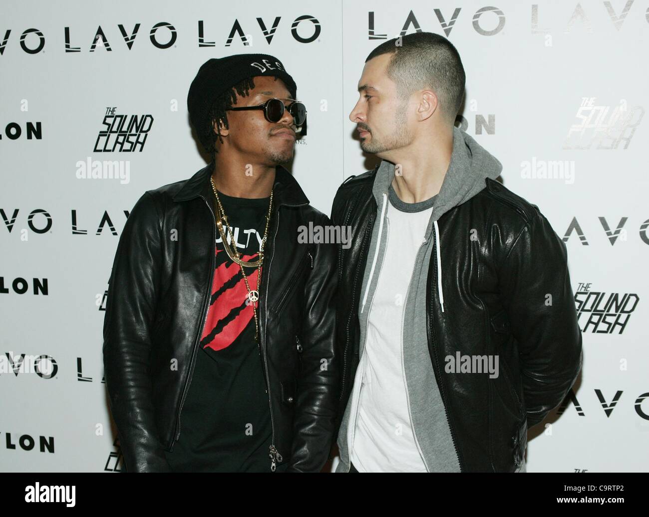 Lupe Fiasco, Sky Gellatly at arrivals for Nylon Magazine Launch Party for The Soundclash's Residency at LAVO, LAVO Restaurant and Nightclub at The Palazzo, Las Vegas, NV February 14, 2012. Photo By: James Atoa/Everett Collection Stock Photo