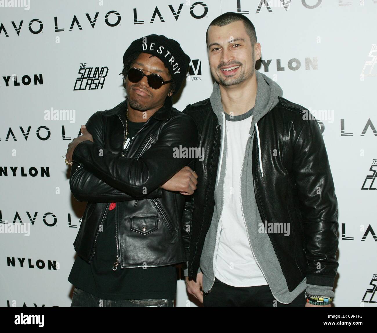 Lupe Fiasco, Sky Gellatly at arrivals for Nylon Magazine Launch Party for The Soundclash's Residency at LAVO, LAVO Restaurant and Nightclub at The Palazzo, Las Vegas, NV February 14, 2012. Photo By: James Atoa/Everett Collection Stock Photo