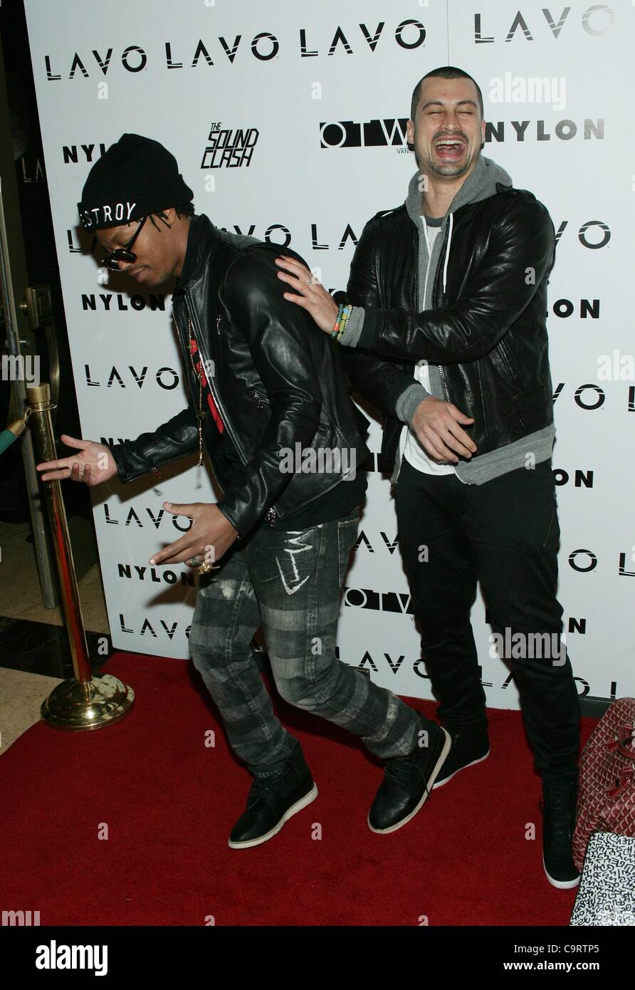 Lupe Fiasco, Sky Gellatly at arrivals for Nylon Magazine Launch Party for The Soundclash's Residency at LAVO, LAVO Restaurant and Nightclub at The Palazzo, Las Vegas, NV February 14, 2012. Photo By: James Atoa/Everett Collection Stock Photo