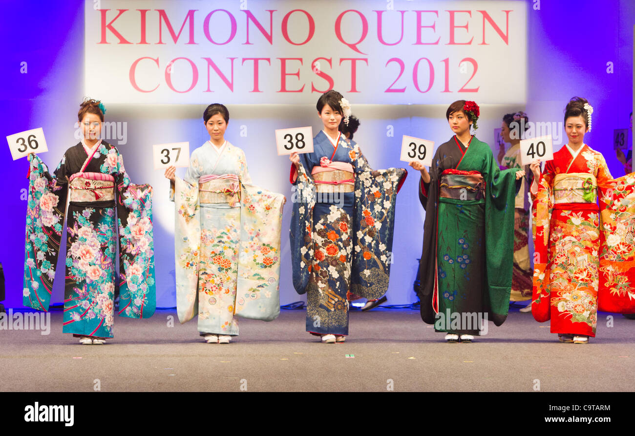 February 18, 2012, Tokyo, Japan - Contestants shows off their 