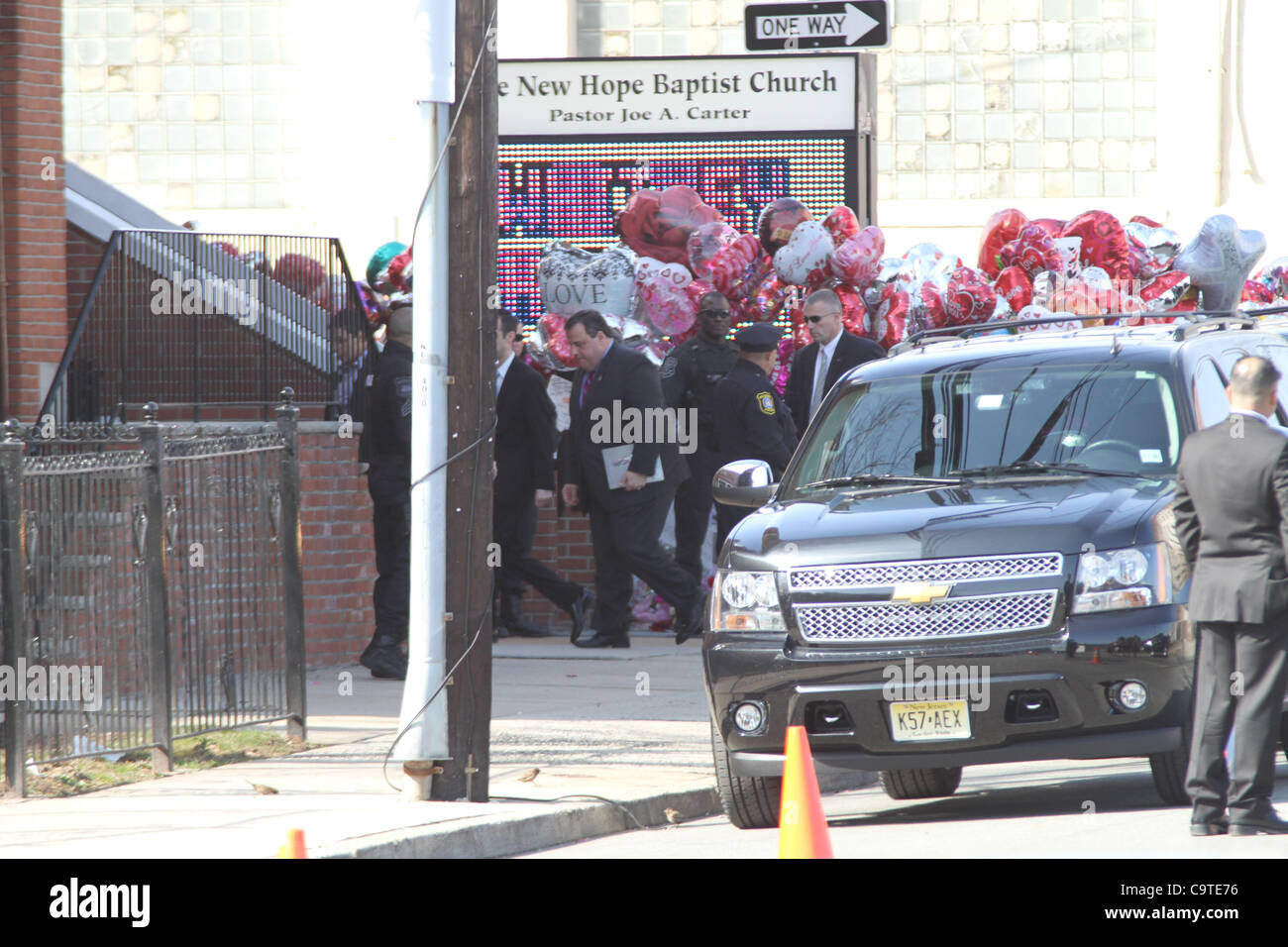 Feb. 18, 2012 - New York, New York, U.S. - Whitney Houston Funeral held at The New Hope Baptist Church                                                                                                    .in Newark New Jersey.                                                                             Stock Photo