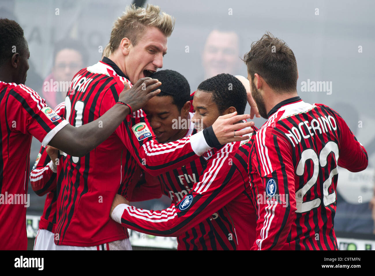 (L-R) Sulley Muntari, Maxi Lopez, Urby Emanuelson, Robinho, Antonio ...