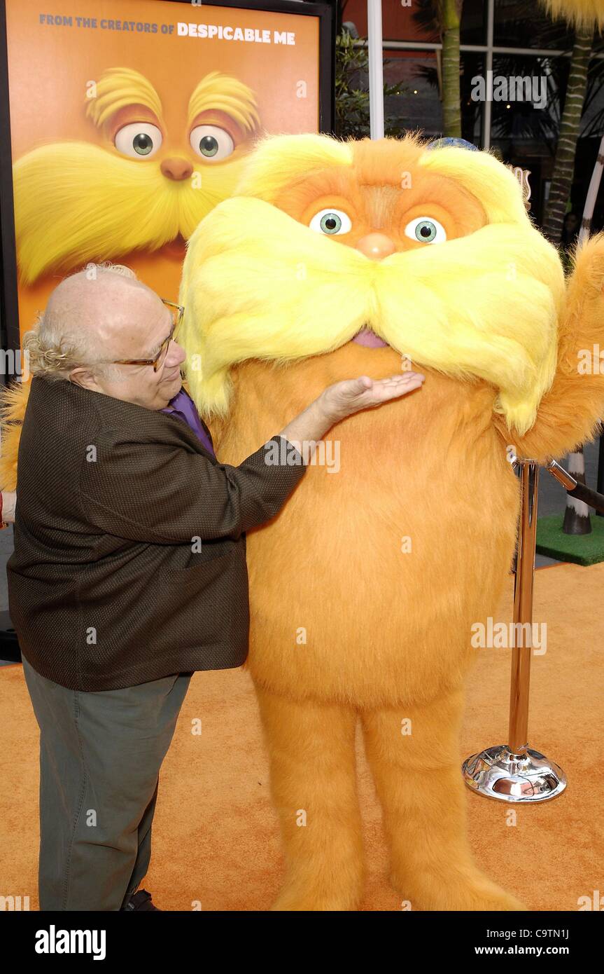 Danny DeVito, The Lorax at arrivals for Dr. Suess' THE LORAX Premiere, Universal Studios Lot, Los Angeles, CA February 19, 2012. Photo By: Michael Germana/Everett Collection Stock Photo