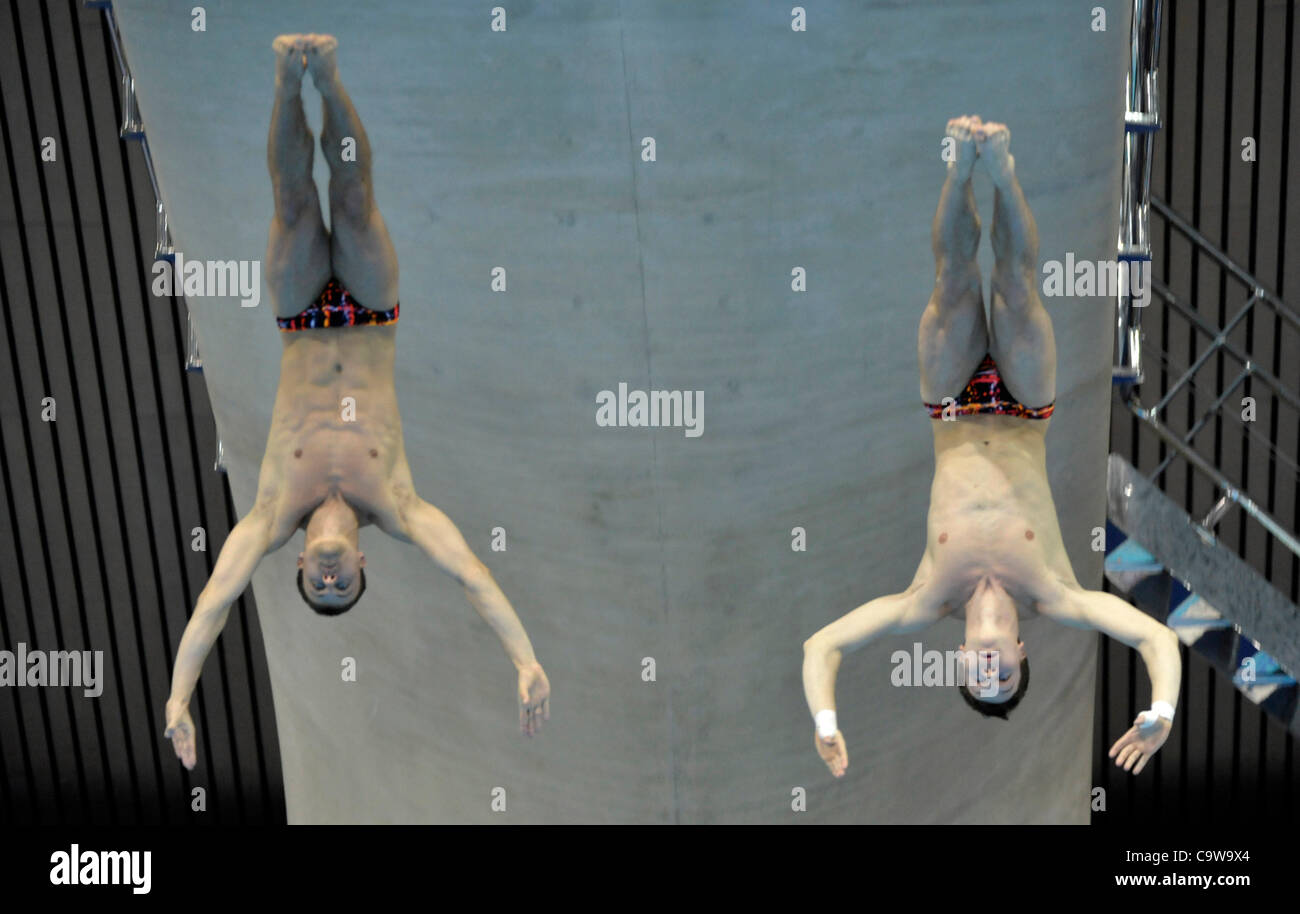 23.02.2012 London Prepares Series 18th FINA Diving World Cup Olympic Aquatic Center Olympic Park London UK Mens 10m Synchronised 10m Platform Final Patrick Hausding and Sascha Klein (GER) Stock Photo