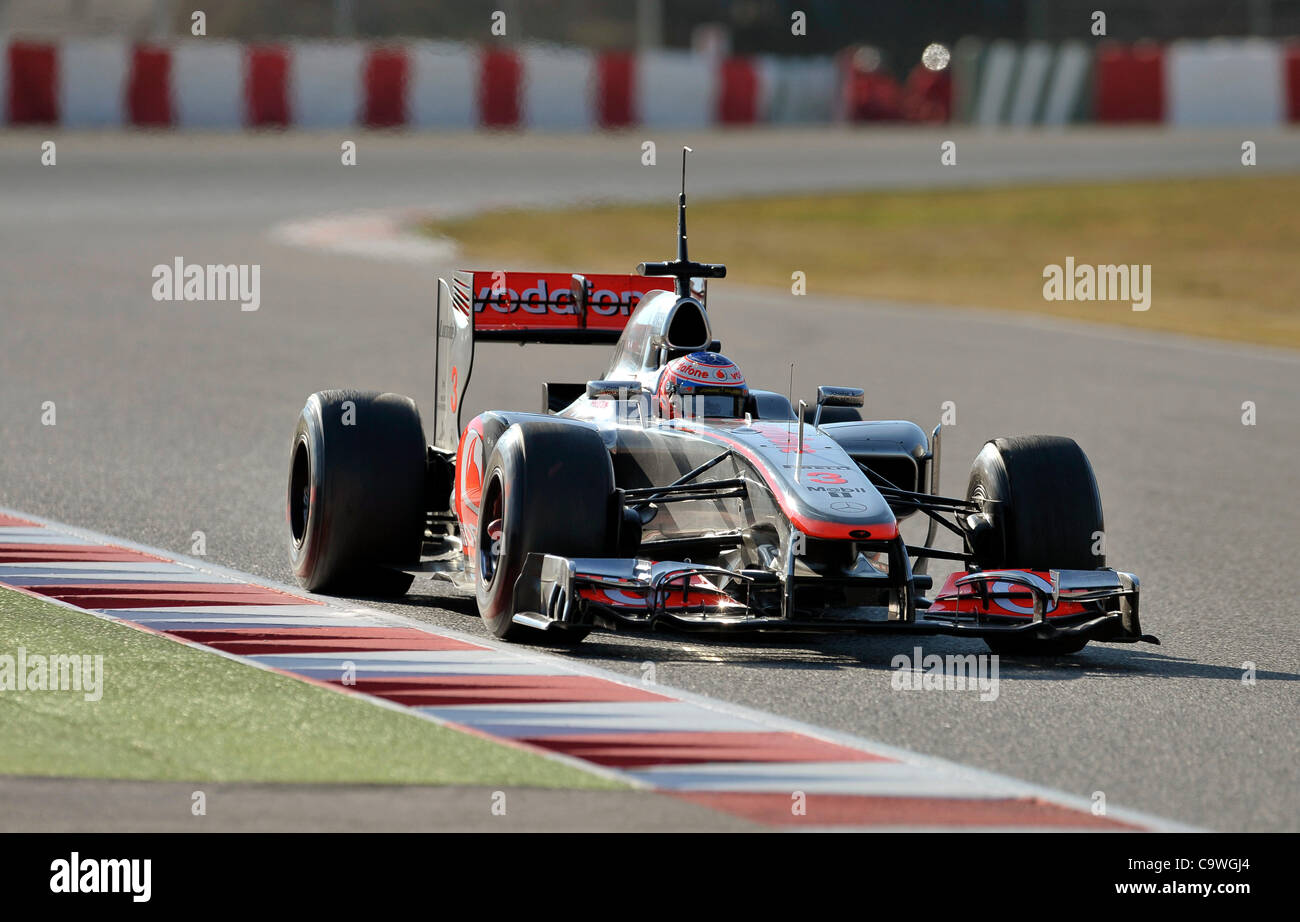 Jenson Button (GBR) in the McLaren Mercedes  MP4-27 during Formula One testing sessions on Circuito Catalunya, Spain Stock Photo