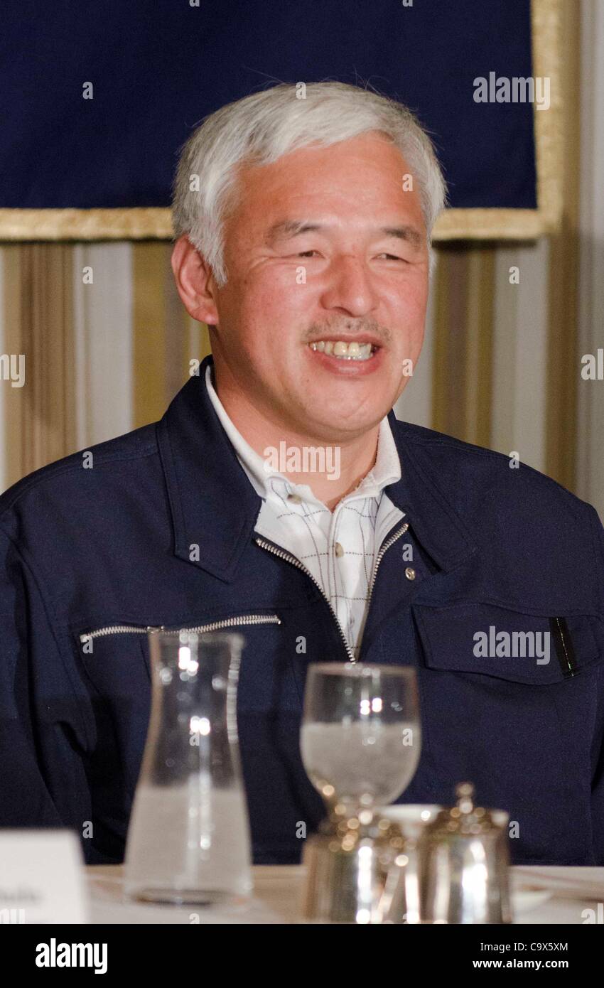 February 28th, 2012 : Tokyo, Japan – Naoto Matsumura (52) is a rice farmer living alone about 12km away from the crippled Fukushima Dai Ichi nuclear power plant. This puts him well within the government imposed danger exclusion zone but he has refused steadfastly to evacuate from his hometown, Tomio Stock Photo