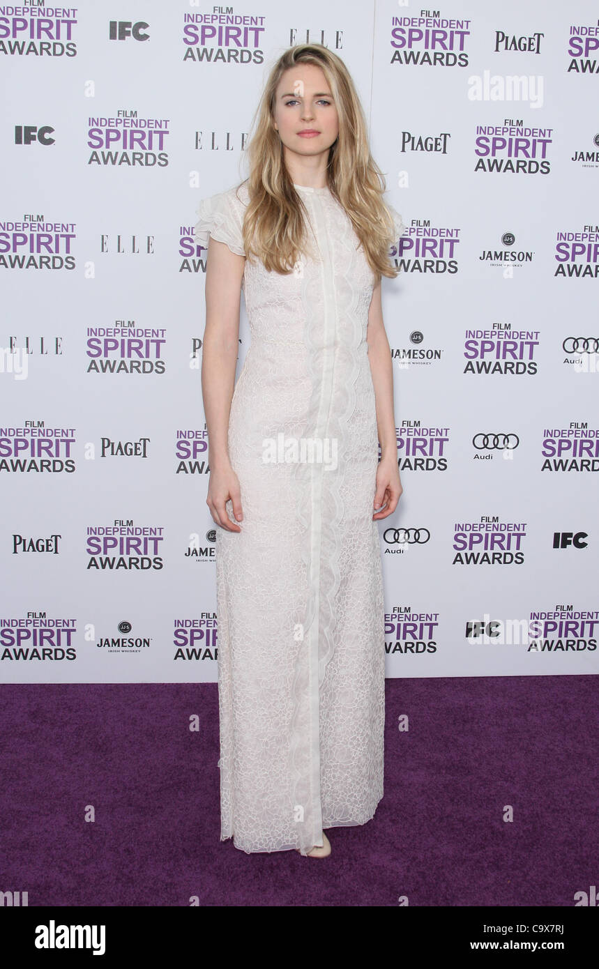 BRIT MARLING 2012 FILM INDEPENDENT SPIRIT AWARDS. ARRIVALS LOS ANGELES CALIFORNIA USA 25 February 2012 Stock Photo