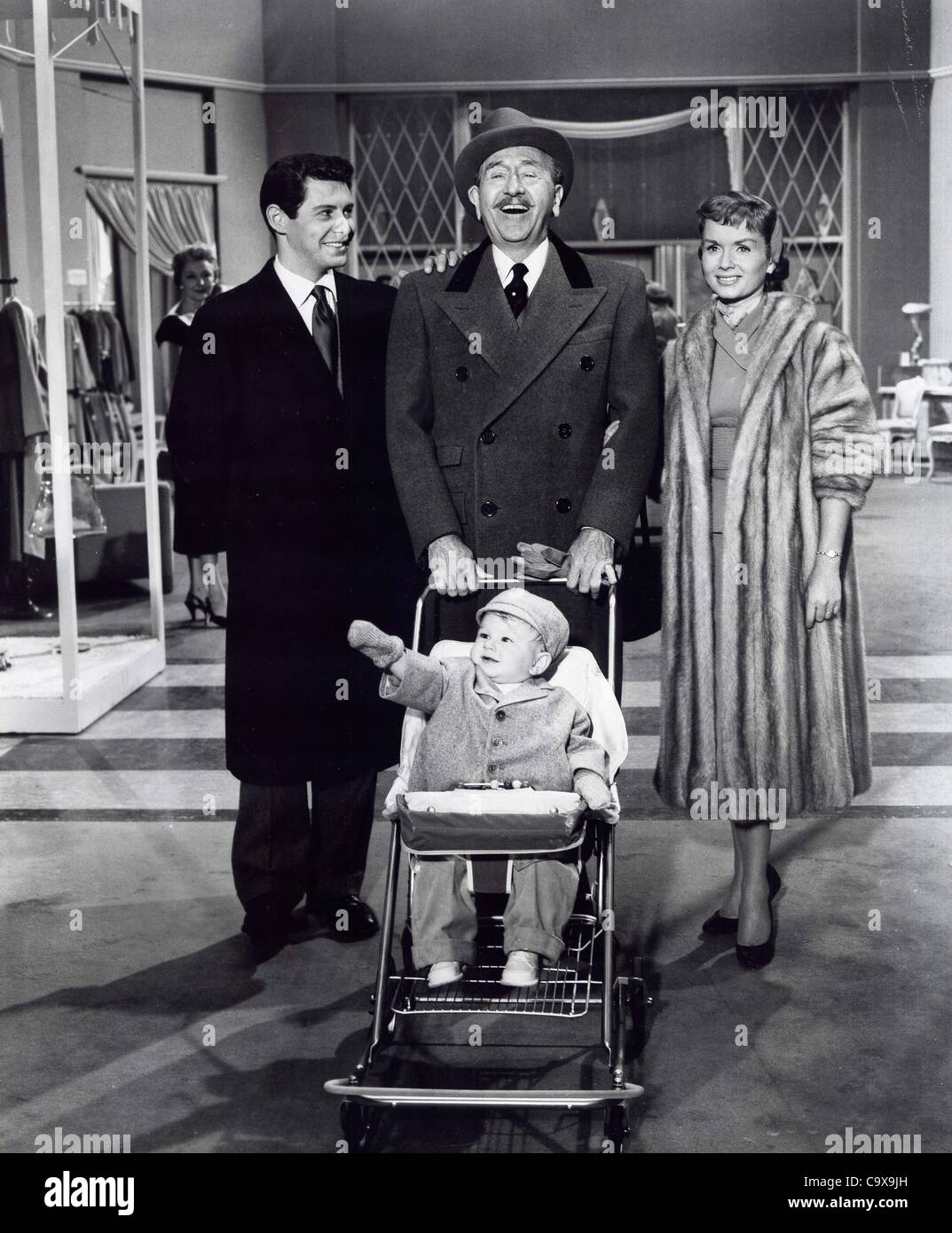 EDDIE FISHER with Debbie Reynolds , Adolphe Menjou and baby Donald Gray.Bundle of Joy 1956.Supplied by   Photos, inc.(Credit Image: Â© Supplied By Globe Photos, Inc/Globe Photos/ZUMAPRESS.com) Stock Photo