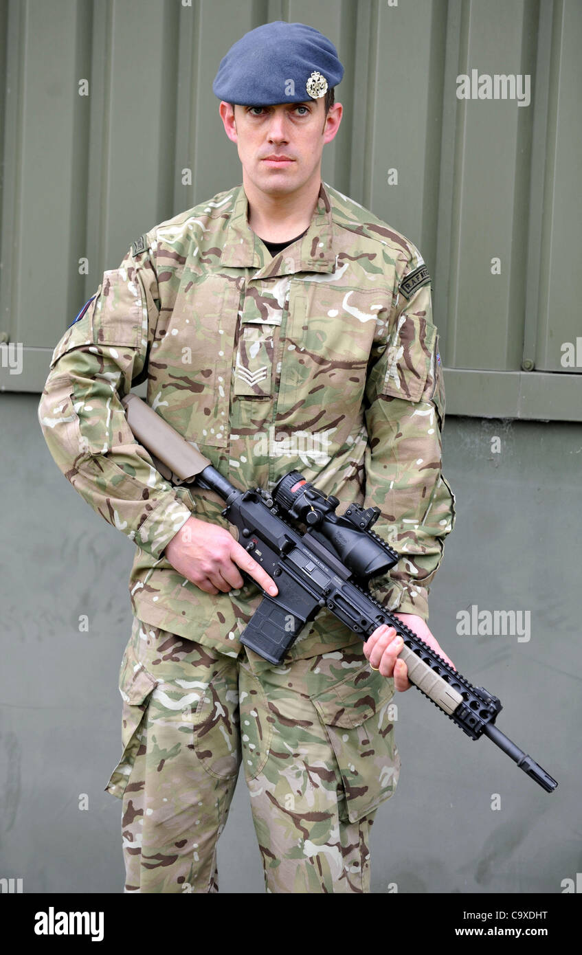 Soldier with L129A1 Sharpshooter rifle Stock Photo