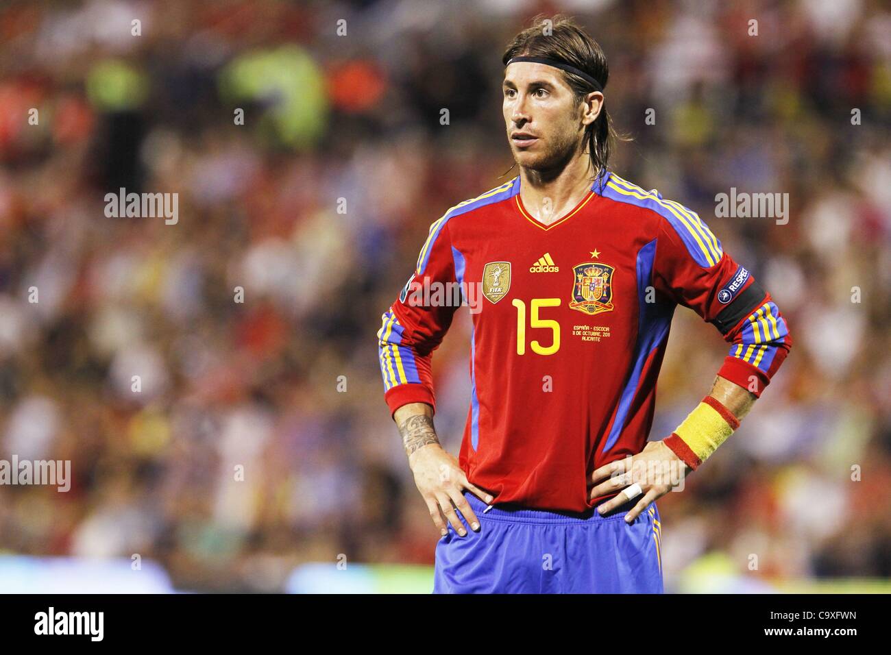 Sergio Ramos (ESP), OCTOBER 11, 2011 - Football / Soccer : UEFA Euro 2012  Qualifying round match between Spain and Scotland, at the Jose Rico Perez  Stadium, Alicante, Spain, October 11, 2011. (Photo by AFLO) [3604] Stock  Photo - Alamy