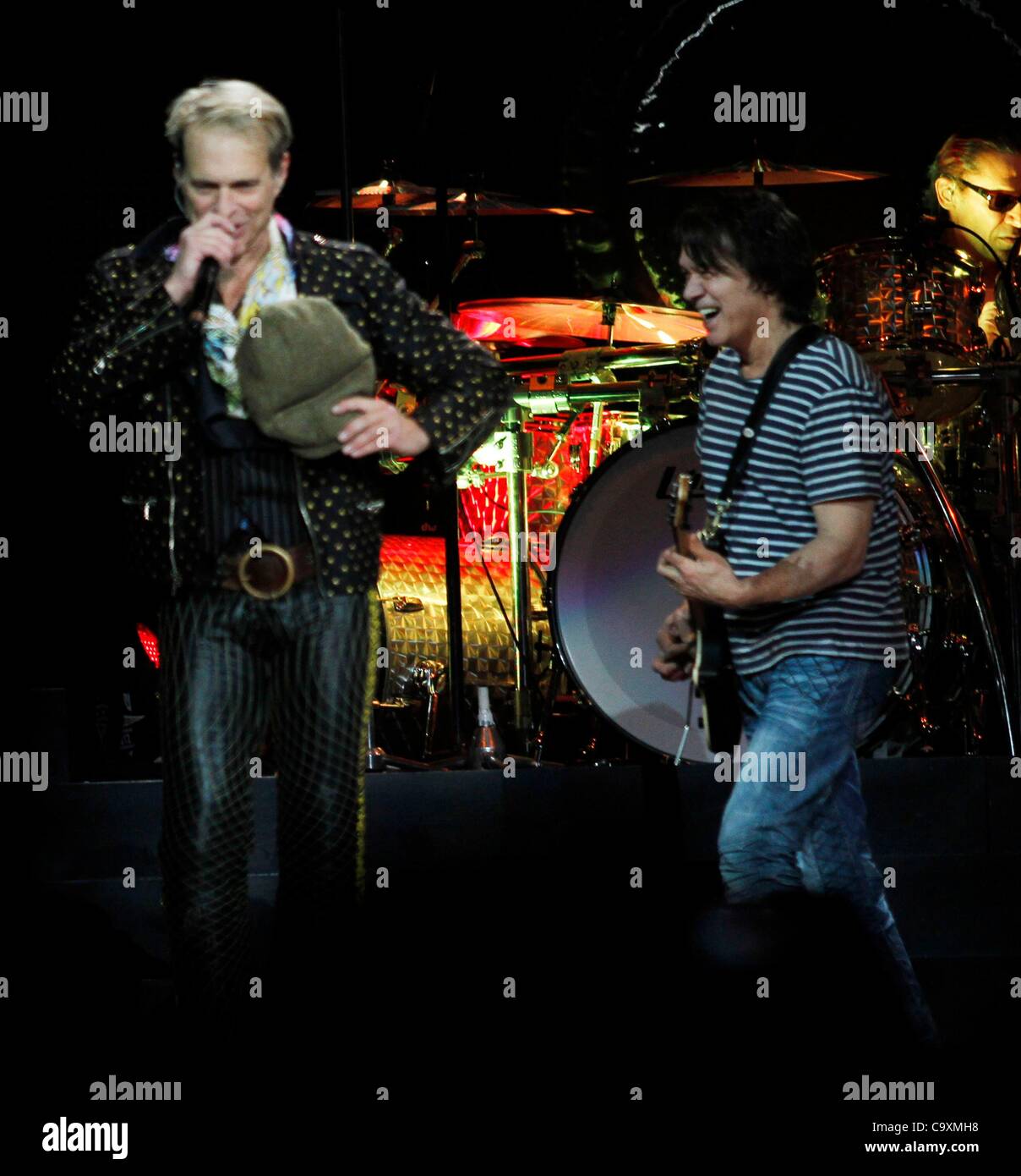 Van Halen (David Lee Roth, Eddie Van Halen) on stage for Van Halen ...