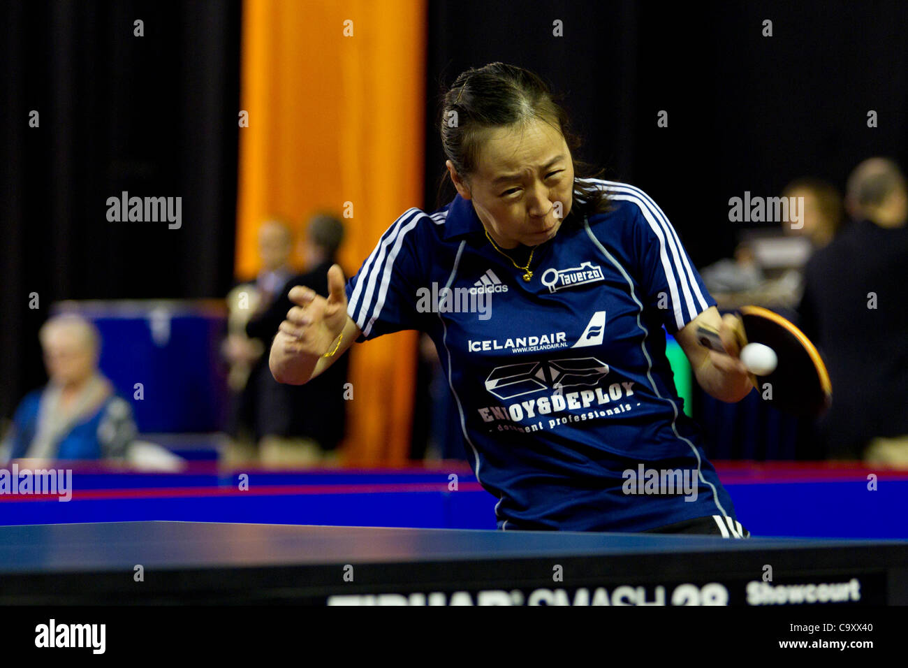 EINDHOVEN, THE NETHERLANDS, 03/03/2012. Table tennis player Jiao Li