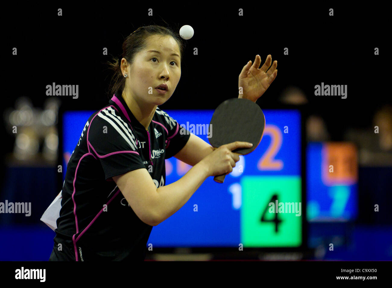 EINDHOVEN, THE NETHERLANDS, 03/03/2012. Table tennis player Jie Li
