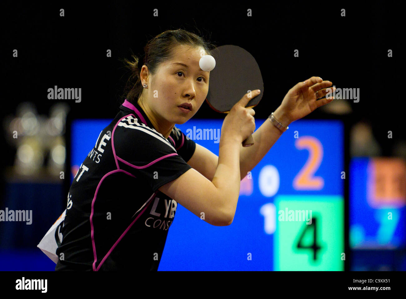 EINDHOVEN, THE NETHERLANDS, 03/03/2012. Table tennis player Jie Li