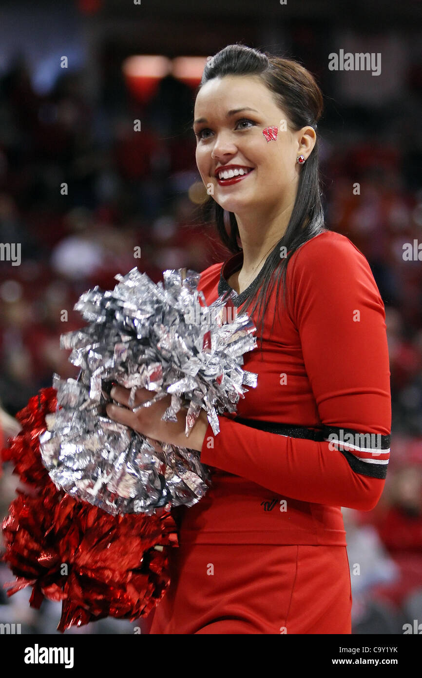 March 4, 2012 - Madison, Wisconsin, U.S - Wisconsin Cheerleader. The Wisconsin Badgers defeated the Illinois Fighting Illini 70-56 at the Kohl Center in Madison, Wisconsin. (Credit Image: © John Fisher/Southcreek/ZUMAPRESS.com) Stock Photo