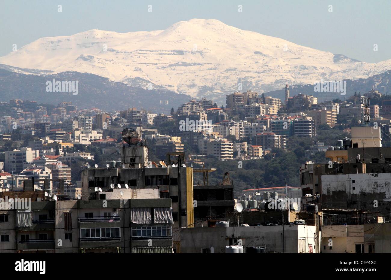 March 5, 2012 Beirut, Beirut, Lebanon Snow covers Beirut mountains