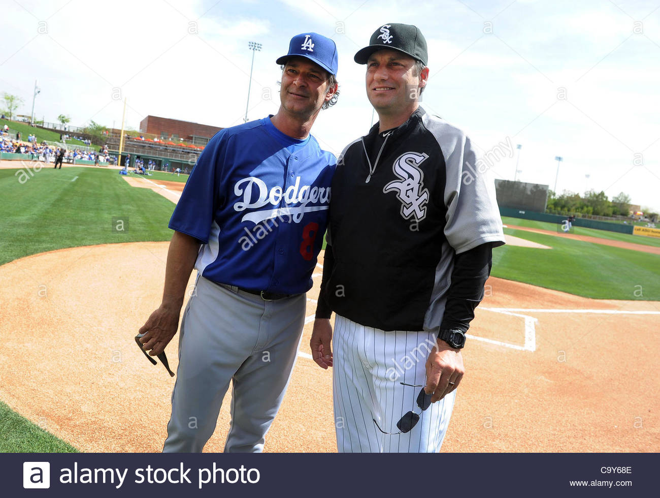 Los Angeles Dodgers Manager Don Mattingly Left And Chicago White