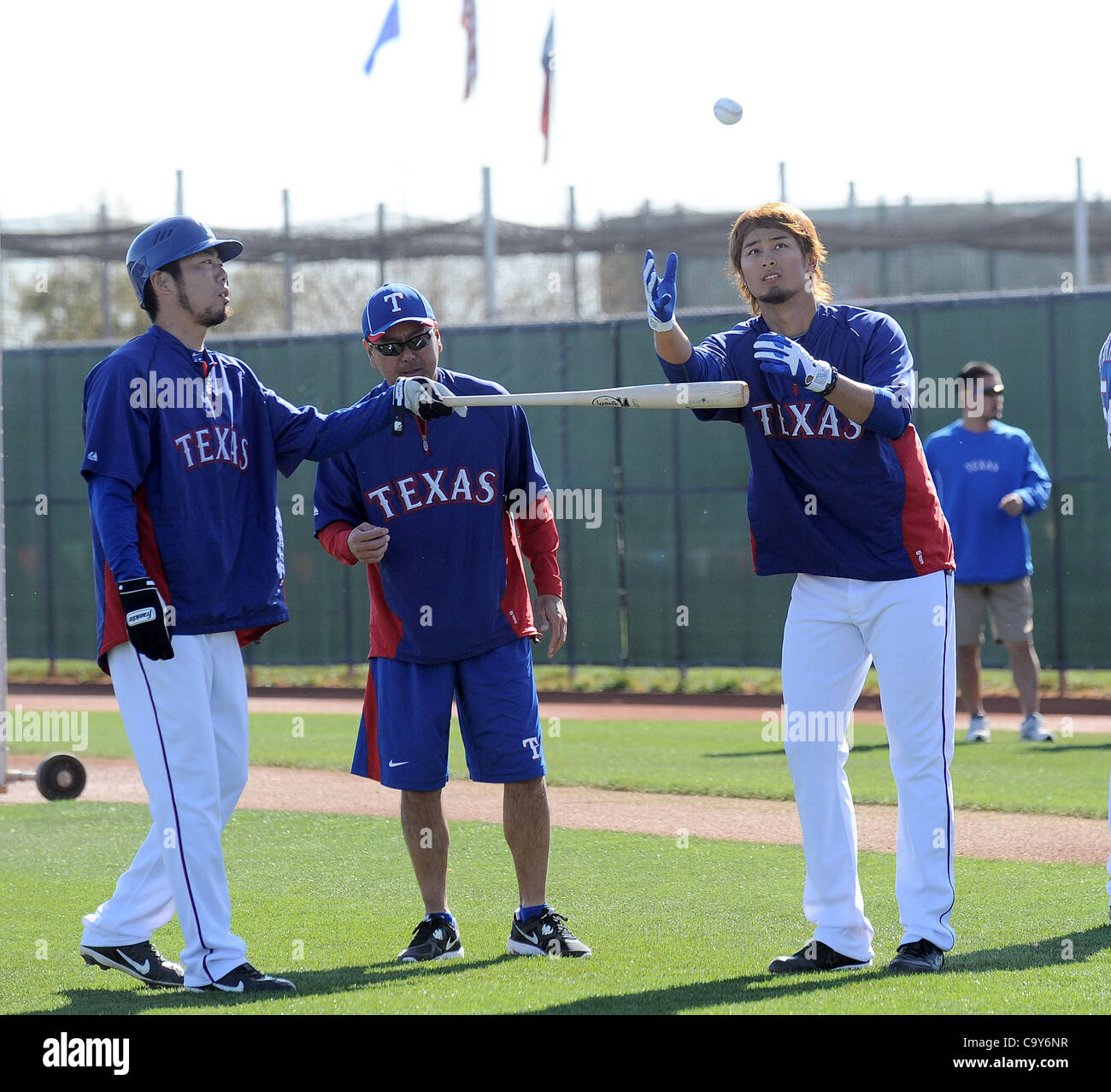 L R Koji Uehara Joe Furukawa Yu Darvish Rangers MARCH 4 2012 l-r-koji-uehara-joe-furukawa-yu-darvish-rangers-march-4-2012