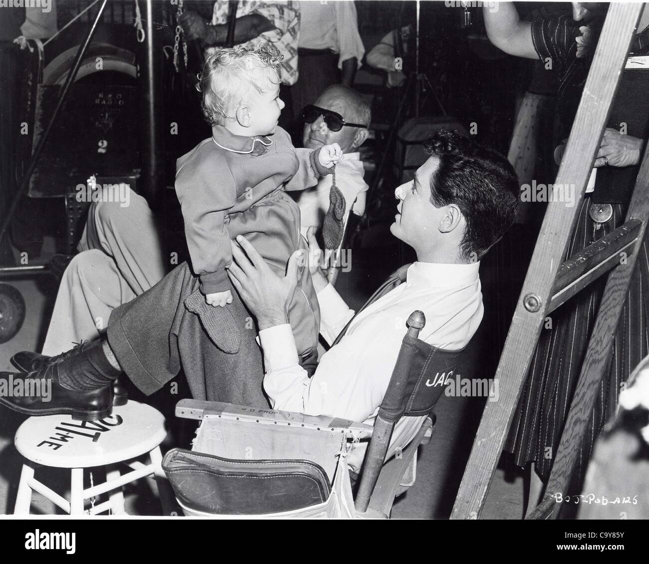 EDDIE FISHER with Donald Gray on the set of Bundle of Joy 1956.Supplied by   Photos, inc.(Credit Image: Â© Supplied By Globe Photos, Inc/Globe Photos/ZUMAPRESS.com) Stock Photo