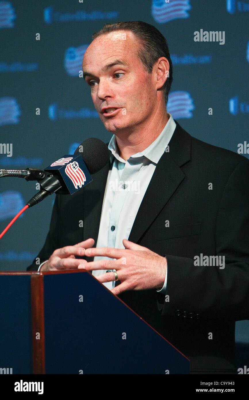 March 6, 2012 - Foxborough, Massachusetts, U.S - The New England Revolution General Manager Mike Burns spoke about the latest acquisitions for the new season during media day held at the Gillette Stadium in Foxborough, Massachusetts. (Credit Image: © Mark Box/Southcreek/ZUMAPRESS.com) Stock Photo