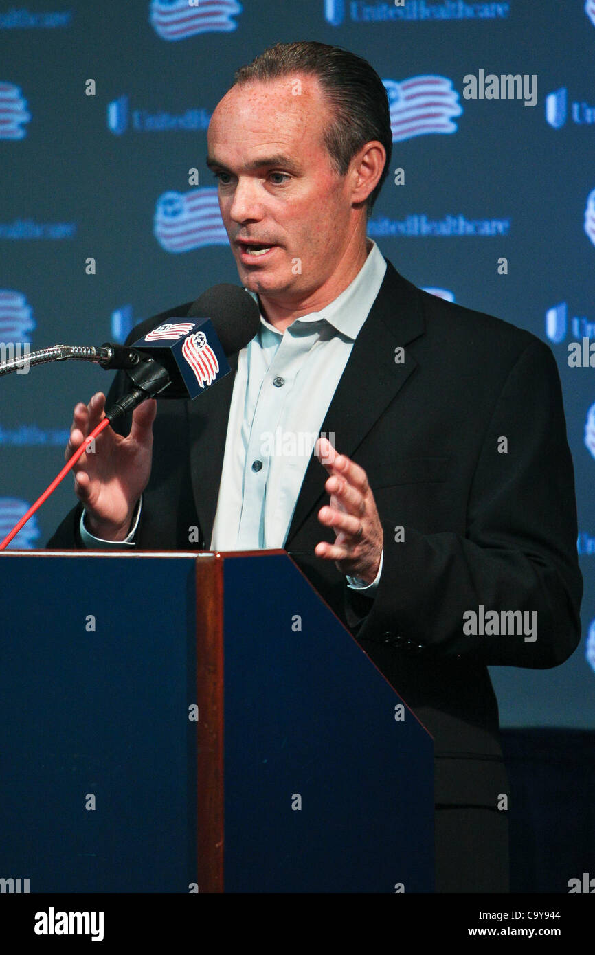March 6, 2012 - Foxborough, Massachusetts, U.S - The New England Revolution General Manager Mike Burns spoke about the latest acquisitions for the new season during media day held at the Gillette Stadium in Foxborough, Massachusetts. (Credit Image: © Mark Box/Southcreek/ZUMAPRESS.com) Stock Photo