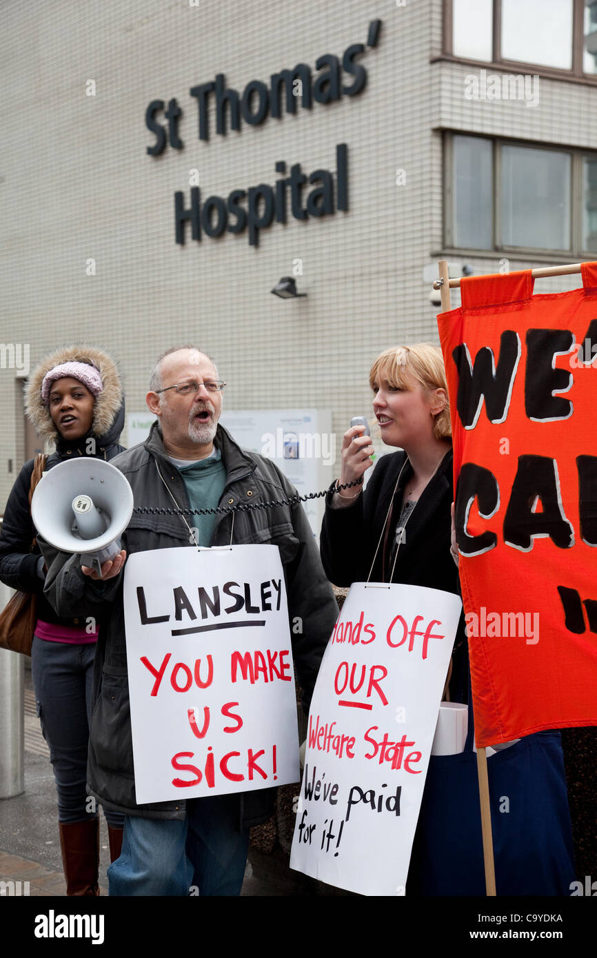 Westminster, London, UK. 07.03.2012. Picture shows Protests Against the NHS Health and Social Care Bill which is returned to the House of Lords today to discuss new amendments by Health Secretary Andrew Lansley. Stock Photo