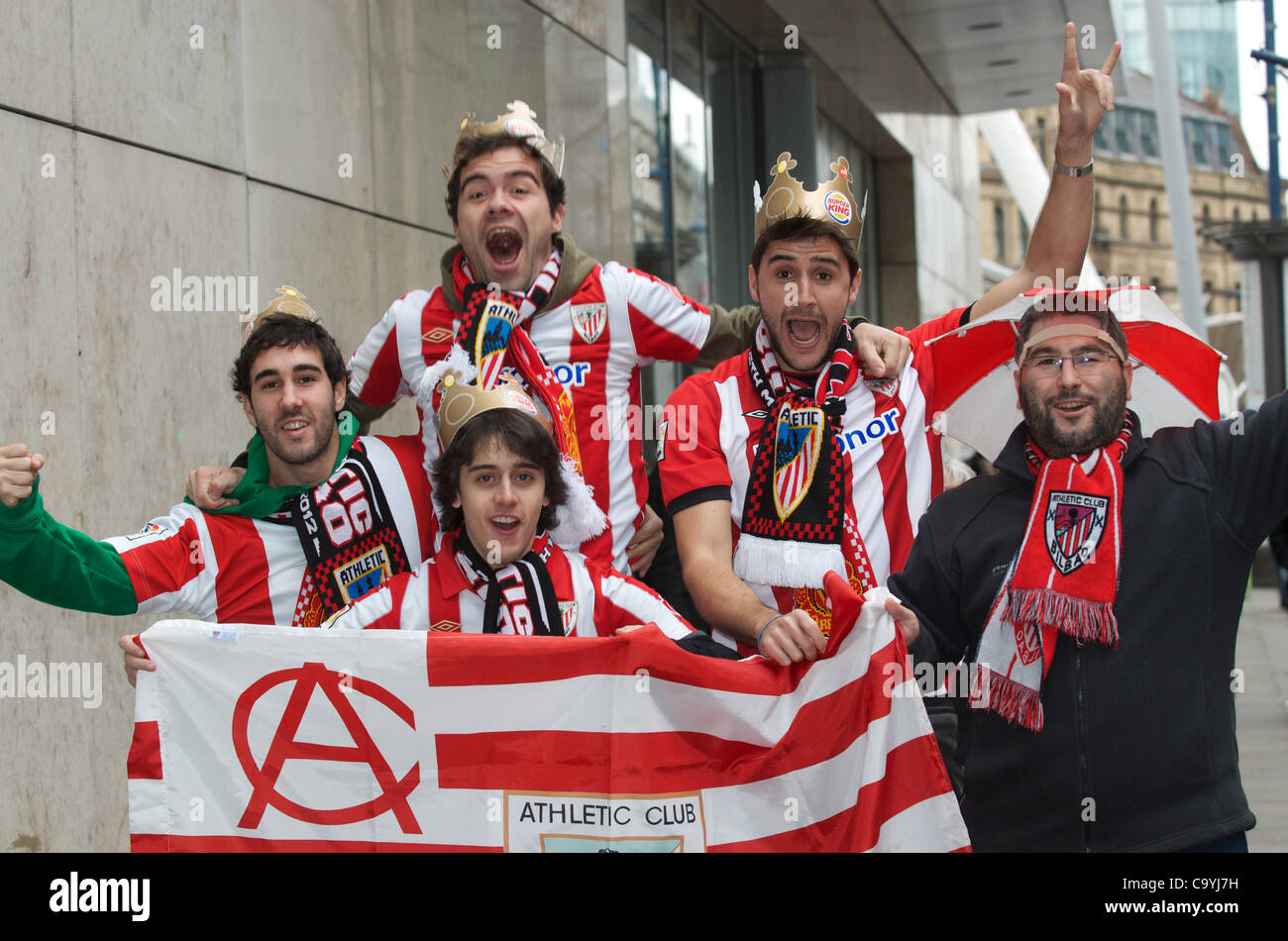 Athletic Bilbao fans enjoy Manchester city centre before their Europa  League match against Manchester United at Old Trafford 08-03-2012 Stock  Photo - Alamy