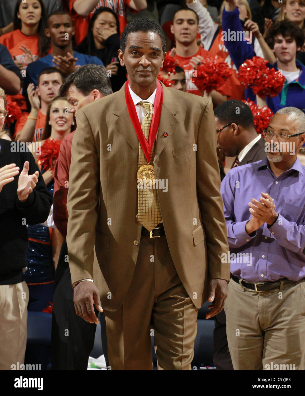 Jan. 5, 2012 - Charlottesville, Virginia, United States - Virginia Cavalier alumni Ralph Sampson makes an appearance after being inducted into the basketball Hall of Fame during the game on November 29, 2011 at the John Paul Jones Arena in Charlottesville, Virginia. Virginia defeated Michigan 70-58. Stock Photo