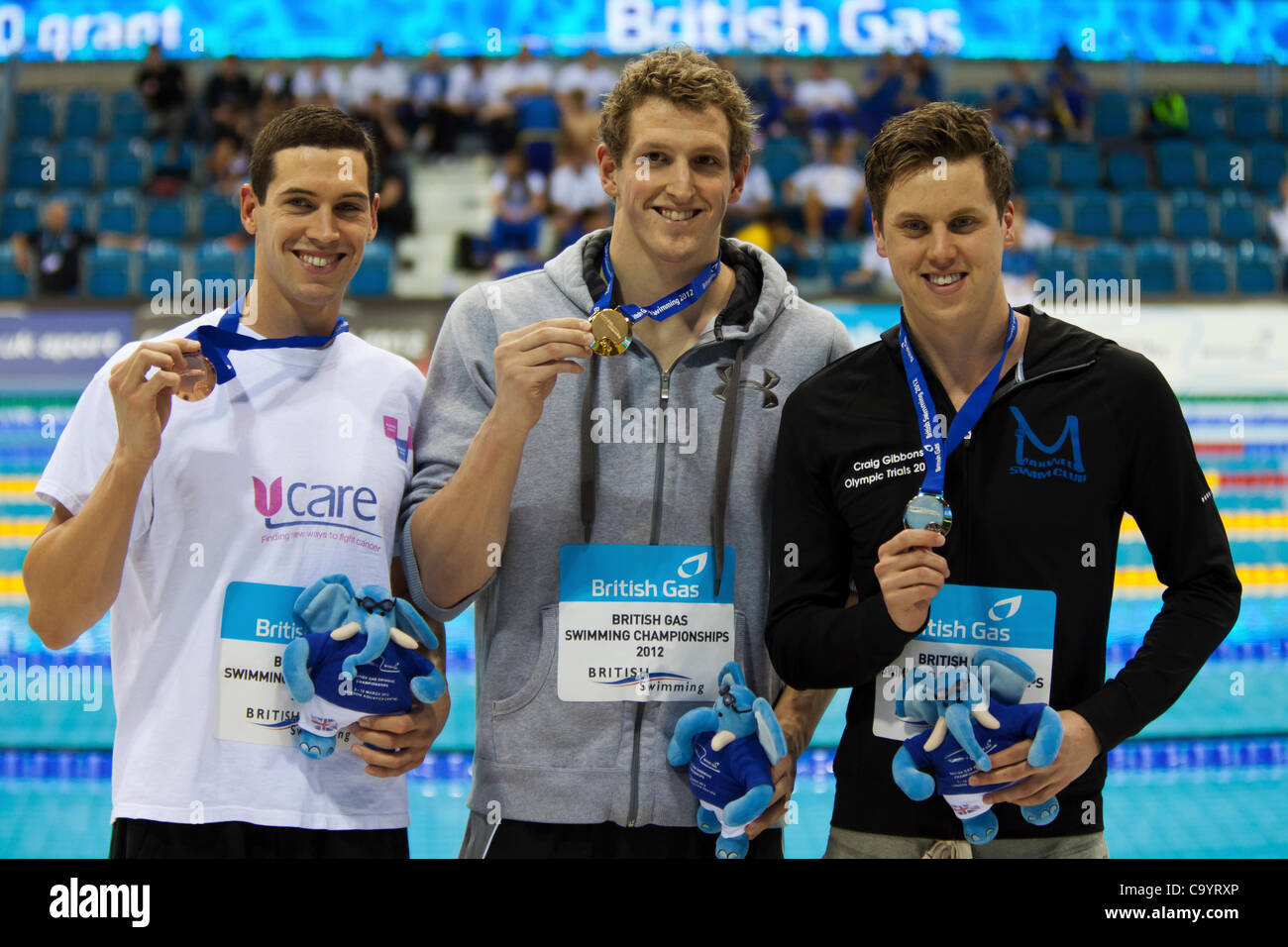 Adam Brown (Gold), Craig Gibbons (Silver) & Simon Burnett (Bronze), medal  ceremony for the Mens Open