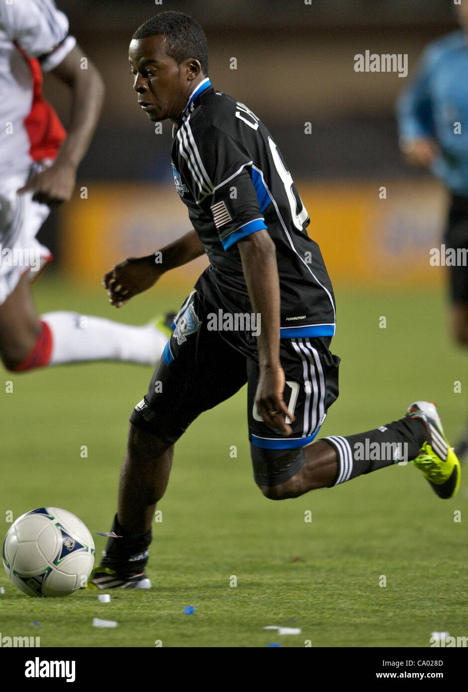 March 10, 2012 - Santa Clara, California, U.S - Earthquakes midfielder Marvin Chavez (81) carries the ball during the MLS match between the San Jose Earthquakes and New England Revolution at Buck Shaw Stadium in Santa Clara, CA.  The Earthquakes won their home opener 1-0. (Credit Image: © Matt Cohen Stock Photo