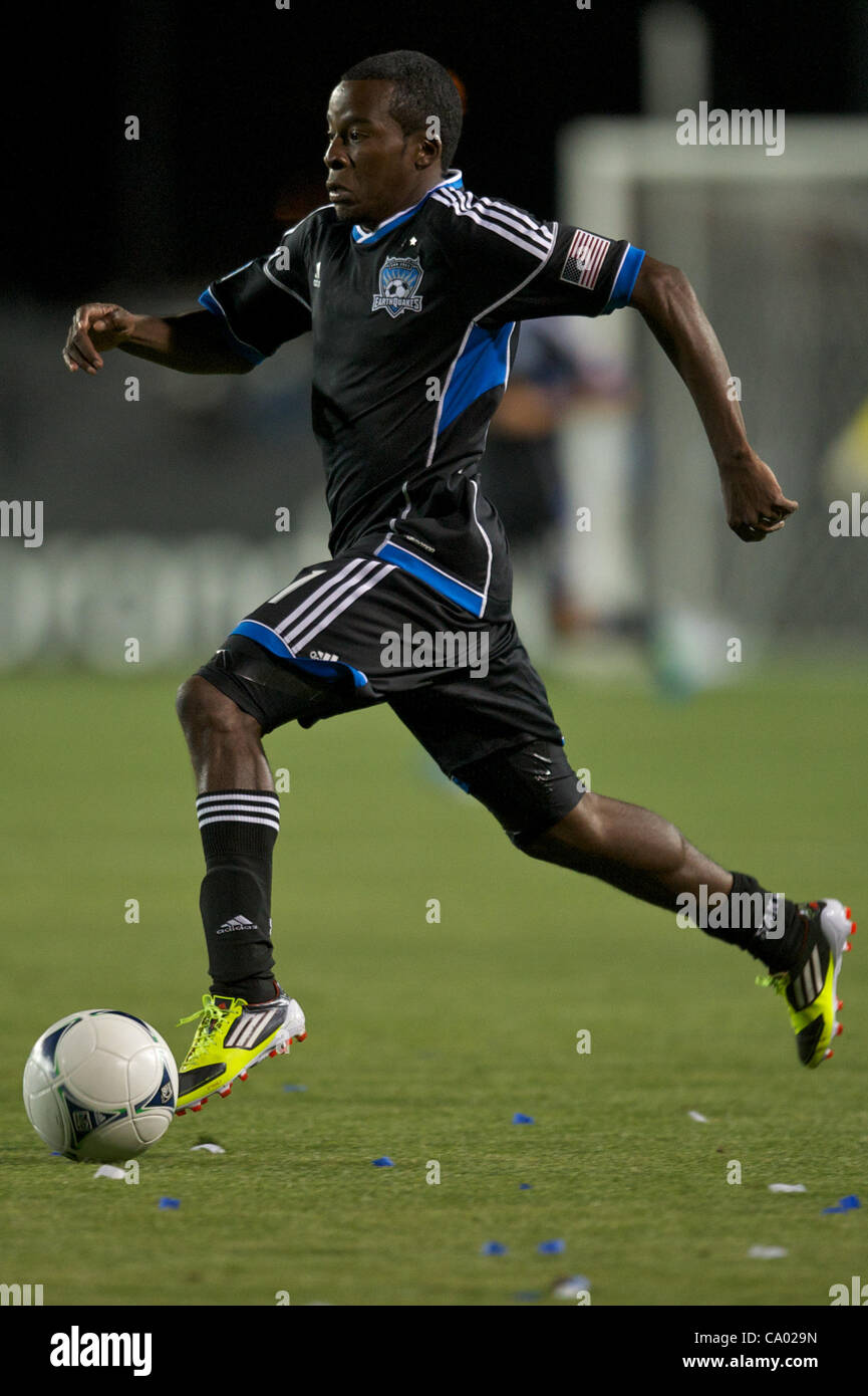 March 10, 2012 - Santa Clara, California, U.S - Earthquakes midfielder Marvin Chavez (81) carries the ball during the MLS match between the San Jose Earthquakes and New England Revolution at Buck Shaw Stadium in Santa Clara, CA.  The Earthquakes won their home opener 1-0. (Credit Image: © Matt Cohen Stock Photo