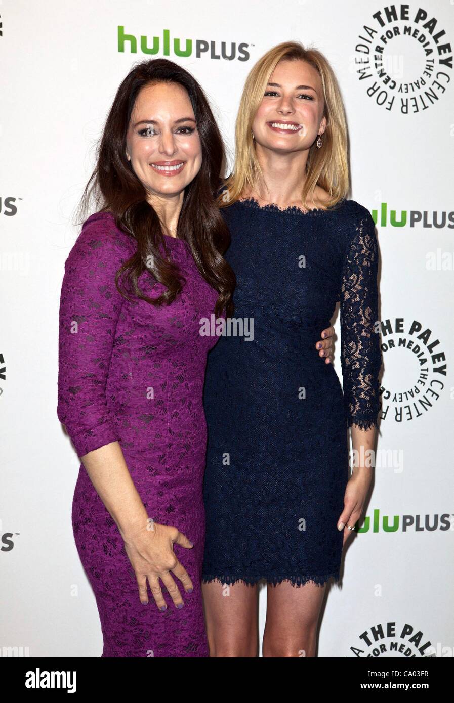 Madeleine Stowe, Emily VanCamp at arrivals for REVENGE at PaleyFest 2012, Saban Theater, Los Angeles, CA March 11, 2012. Photo By: Emiley Schweich/Everett Collection Stock Photo
