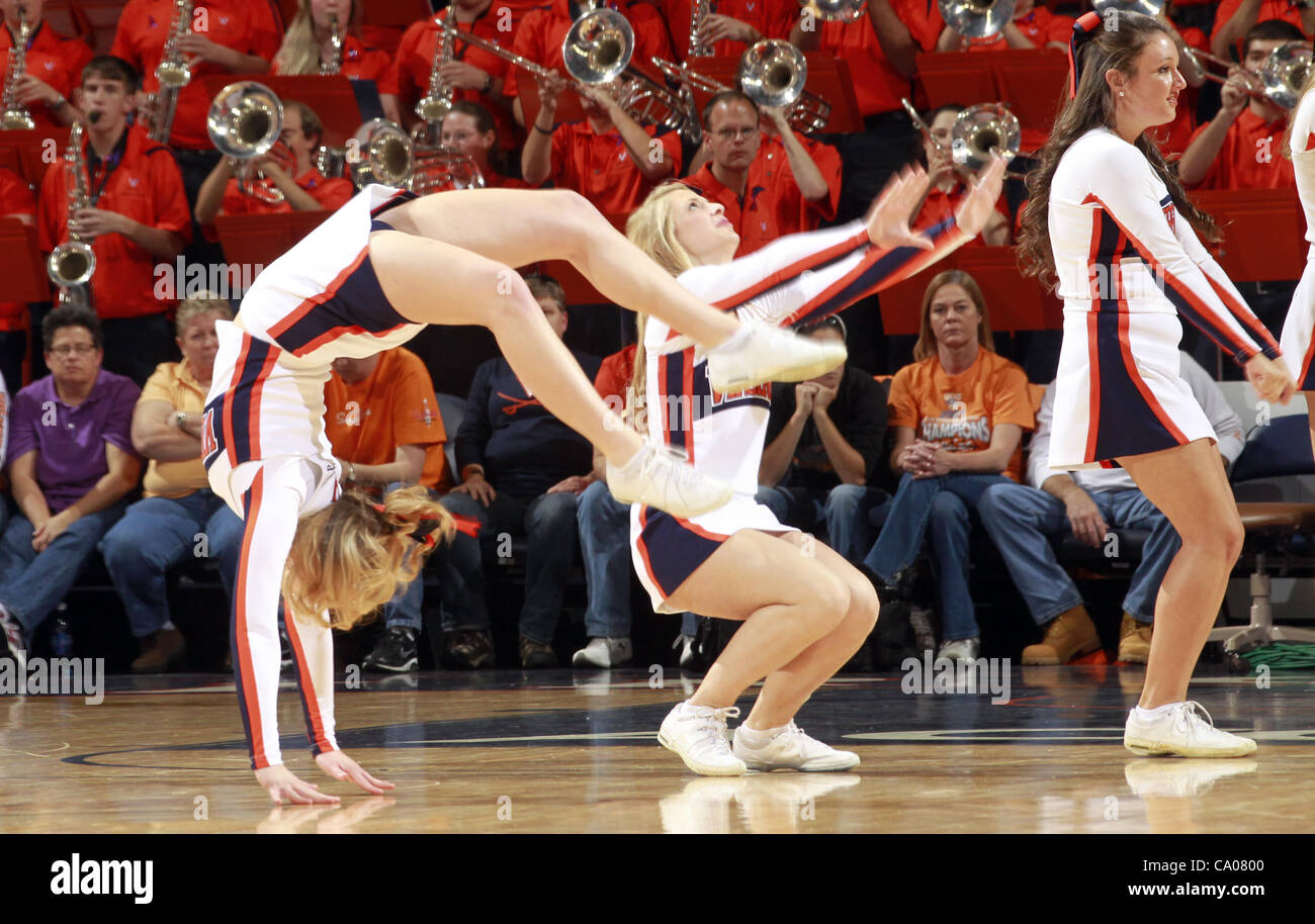 Nov. 20, 2011 - Charlottesville, Virginia, United States - Virginia Cavaliers cheerleaders perform during the game on November 20, 2011 against the Tennessee Lady Volunteers at the John Paul Jones Arena in Charlottesville, Virginia. Virginia defeated Tennessee in overtime 69-64. (Credit Image: © And Stock Photo