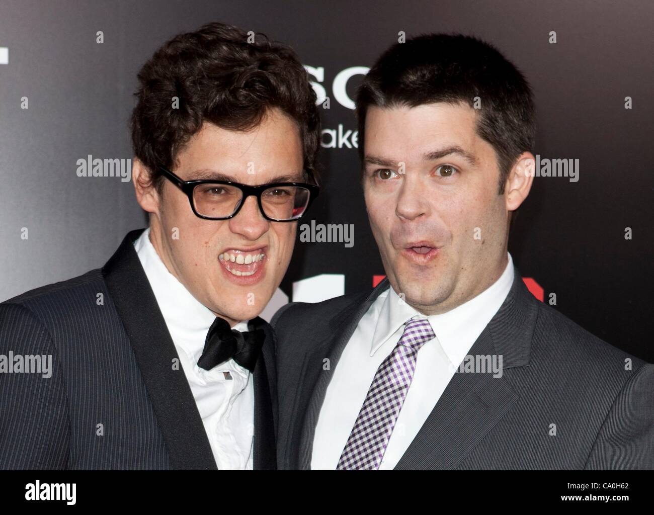 Phil Lord, Christopher Miller at arrivals for 21 JUMP STREET Premiere, Grauman's Chinese Theatre, Los Angeles, CA March 13, 2012. Photo By: Emiley Schweich/Everett Collection Stock Photo