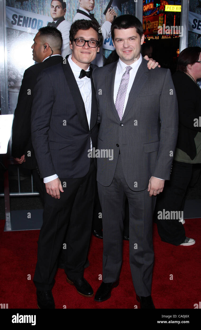 PHIL LORD & CHRISTOPHER MILLER 21 JUMP STREET. PREMIERE HOLLYWOOD LOS ANGELES CALIFORNIA USA 13 March 2012 Stock Photo