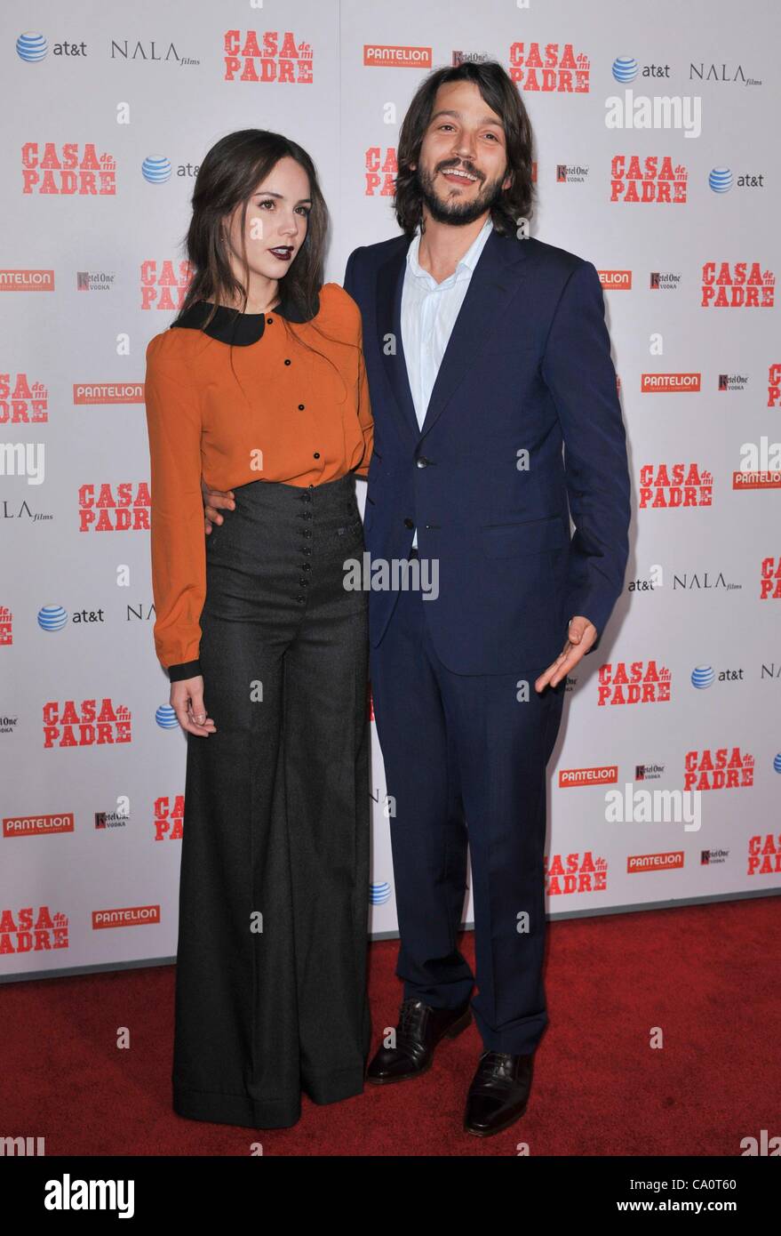 Diego Luna, Camila Sodi at arrivals for CASA DE MI PADRE Premiere, Grauman's Chinese Theater, Hollywood, CA March 14, 2012. Photo By: Elizabeth Goodenough/Everett Collection Stock Photo