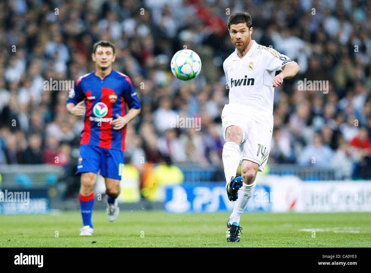 Xabi Alonso (Real), MARCH 14, 2012 - Football / Soccer : UEFA Champions League Round of 16, 2nd leg match between Real Madrid 4-1 CSKA Moscow at Estadio Santiago Bernabeu in Madrid, Spain. (Photo by D.Nakashima/AFLO)[2336] Stock Photo