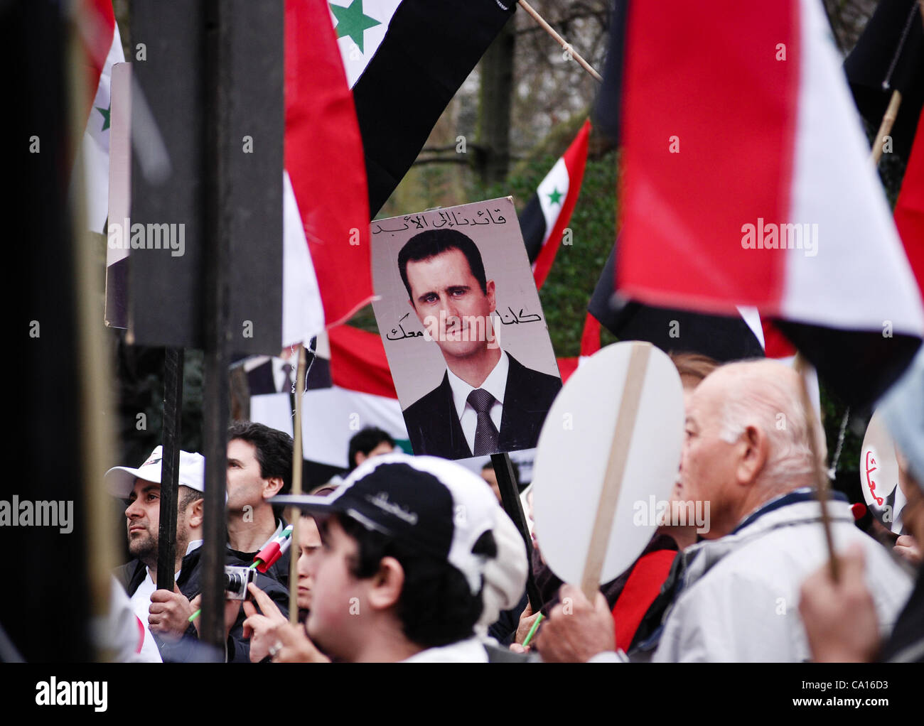 17/03/2012, London, UK: Pro-Assad rally outside the Syrian Embassy in ...