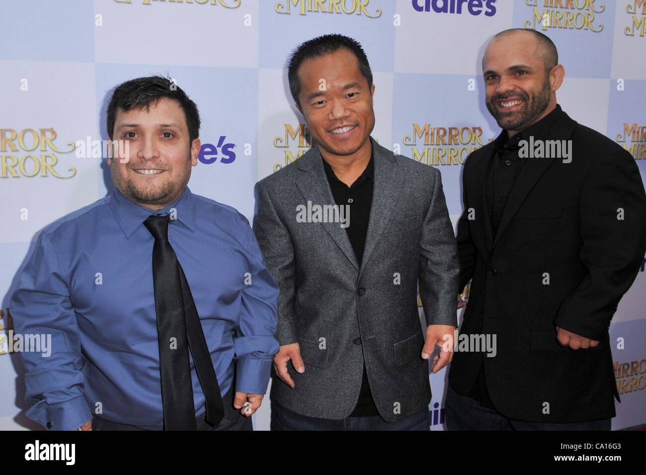 Joey Gnoffo, Ronald Lee Clark, Sebastian Saraceno at arrivals for MIRROR  MIRROR Premiere, Grauman's Chinese Theatre, Los Angeles, CA March 17, 2012.  Photo By: Elizabeth Goodenough/Everett Collection Stock Photo - Alamy