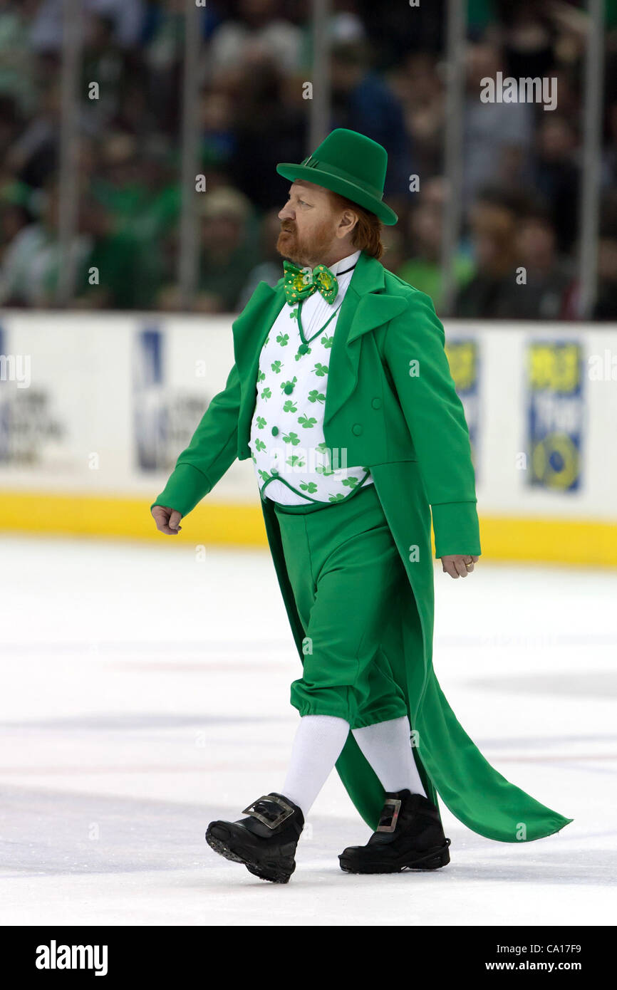 March 17, 2012 - Cleveland, Ohio, U.S - Harry Levy, the Lake Erie Monsters  penalty box guy, is resplendent in his St. Patrick's Day outfit as Lake Erie  takes on Chicago. The