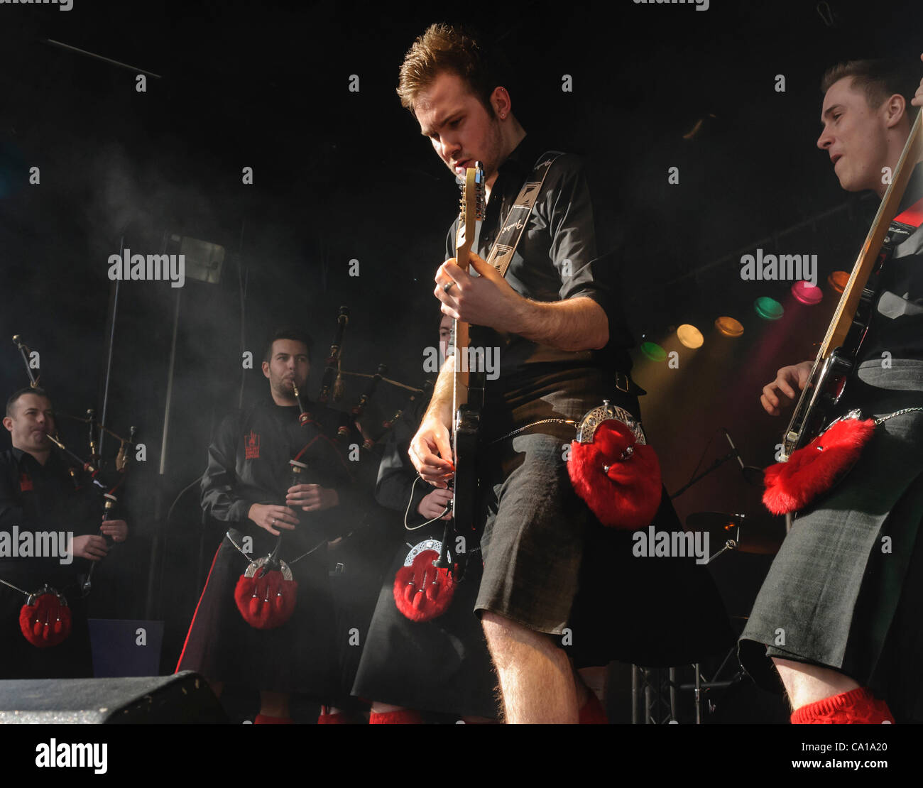 17th March 2012. Belfast, UK The Scottish bagpiperock band "The Red