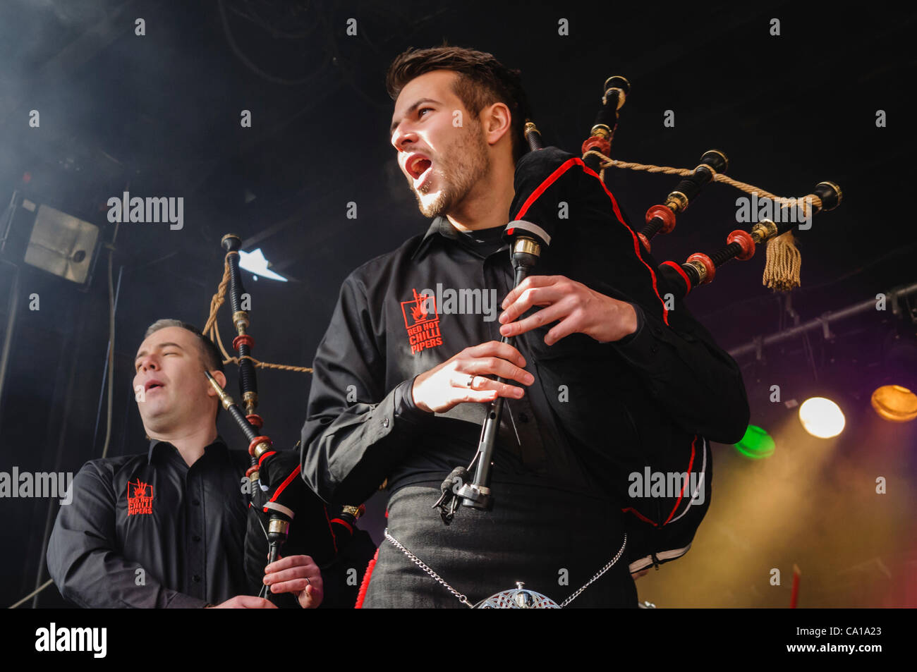 17th March 2012. Belfast, UK - The Scottish bagpipe-rock band