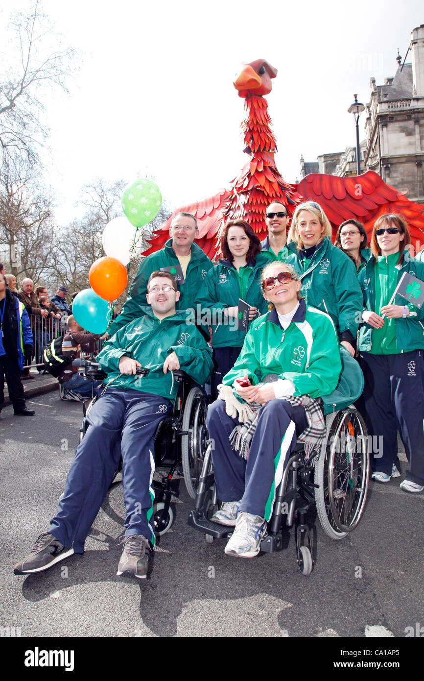 Paralympians from Paralympics Ireland at the St. Patrick's Day Parade, London Stock Photo