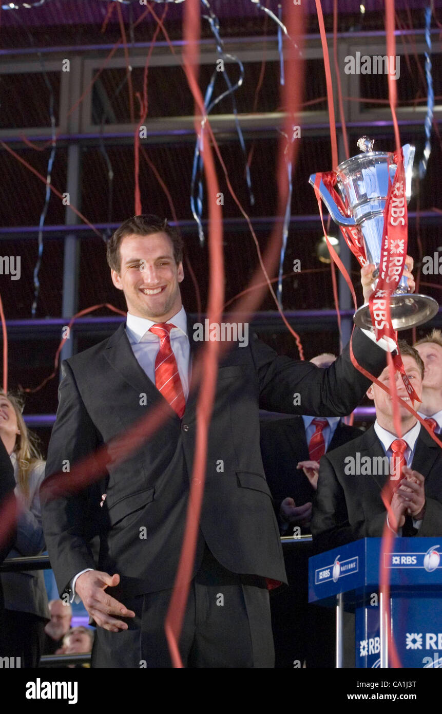 Welsh Rugby Captain Sam The Welsh rugby team celebrate winning the Grand Slam in the Six ...