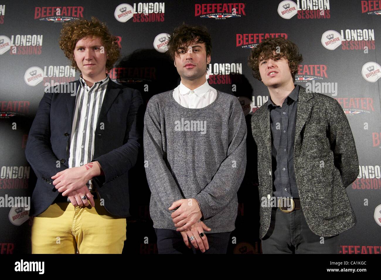 March 20, 2012 - Madrid, Spain - Luke Pritchard, Hugh Harris, Peter Denton, Paul Garred and George Manckuso from The Kooks attend a photocall during Beefeater London Sessions Festival at tipical spanish t'ablao' El Corral de la Pacheca in Madrid (Credit Image: © Jack Abuin/ZUMAPRESS.com) Stock Photo