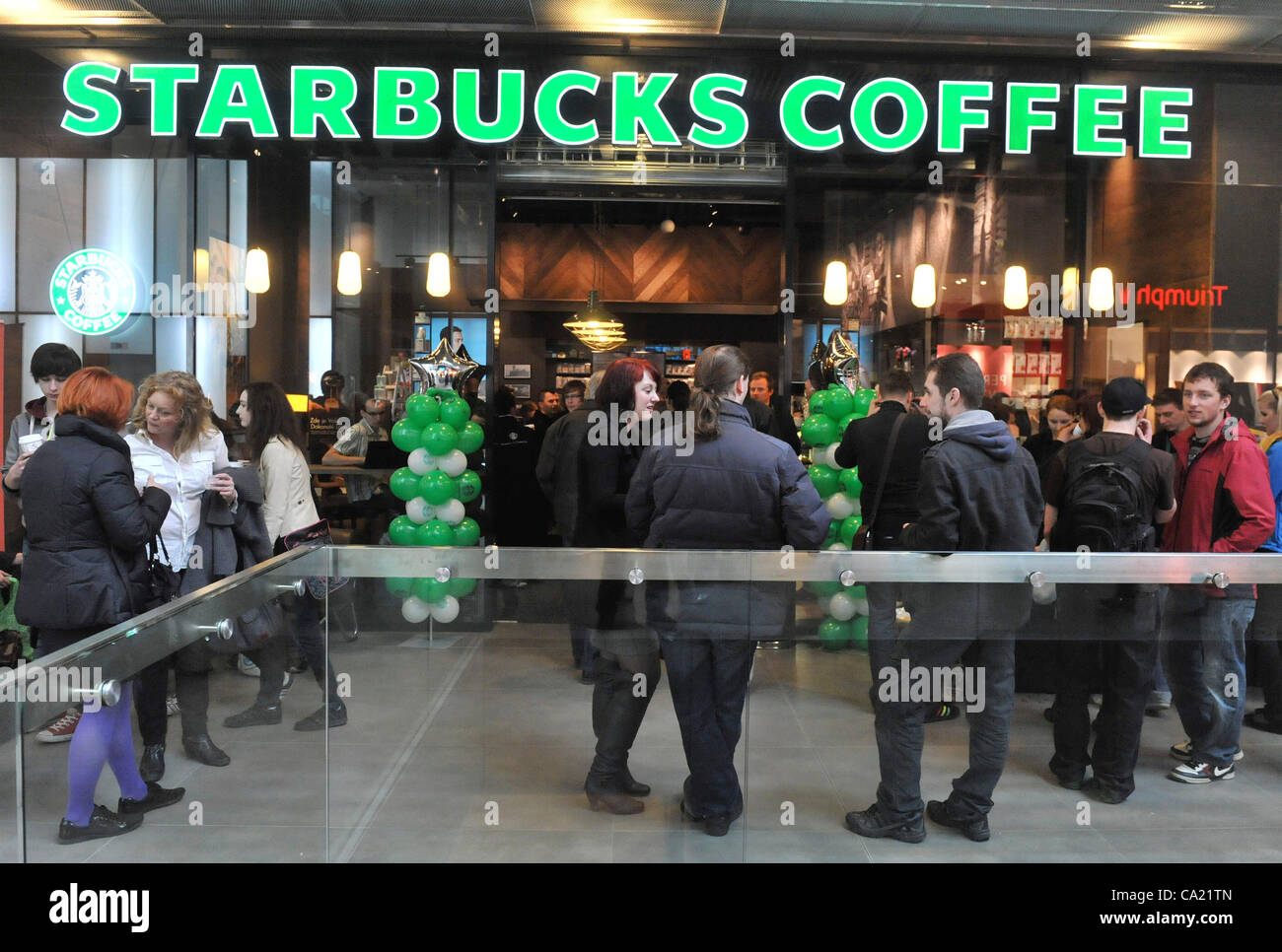 New Starbucks Cafe was open in Ostrava, Czech Republic on March 22, 2012.  It is the first Starbucks coffee House out of Prague. (CTK Photo/Jaroslav  Ozana Stock Photo - Alamy