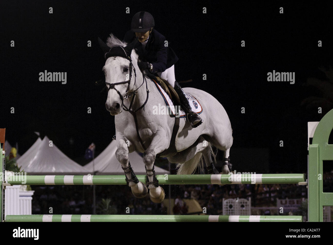 March 24, 2012 - Wellington, Florida, U.S. - Indigo, ridden by Margie Engle, , USEF Trial #4,  USEF trials Wellington Florida. 3-24-2012. Photo by Arron Haggart/Eclipse Sportswire (Credit Image: © Arron Haggart/ Haggart Beach Photography/Eclipse/ZUMAPRESS.com) Stock Photo